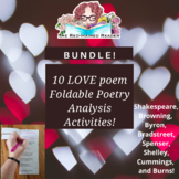 BUNDLE of 10 LOVE poem foldable analysis activities! Valen