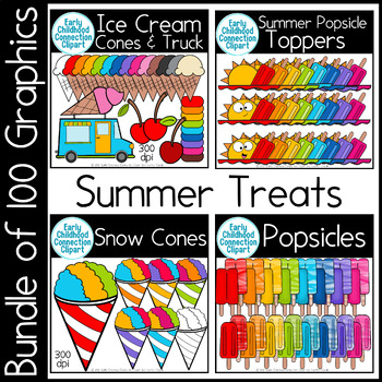 Preview of BUNDLE of 100 Sweet Summer Treats Clipart (Ice Cream, Popsicles, Snow Cones)