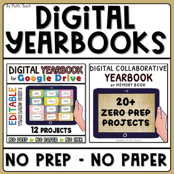 Preview of BUNDLE of DIGITAL YEARBOOKS / MEMORY BOOKS with Google Slides™  NO PREP project