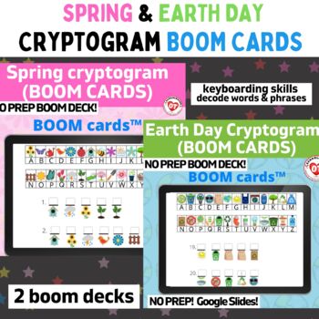 Preview of BUNDLE of 2 OT BOOM CARD CRYPTOGRAM KEYBOARDING GAMES (EARTH DAY AND SPRING)