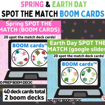 Preview of BUNDLE of 2 OT BOOM CARD SPOT THE MATCH GAMES (EARTH DAY AND SPRING)