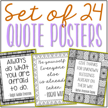 Preview of BUNDLE of 24 Inspirational Quote Posters, Writing Prompts, Discussion Activity