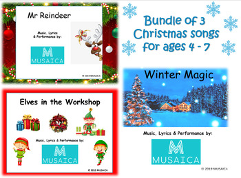 Preview of BUNDLE of 3 Christmas songs for ages 4 - 7