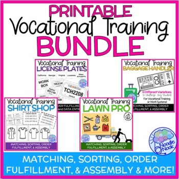Preview of BUNDLE of 4 Printable Vocational Work Tasks for Autism Units and SpEd Classes