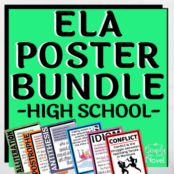 Preview of BUNDLE of 40+ HIGH SCHOOL Classroom Posters! Elements of Plot, Fiction, & More!