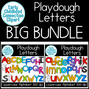 Preview of BUNDLE of 520 Playdough Alphabet Letters Uppercase & Lowercase Clipart