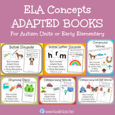 BUNDLE of 6 ELA Concepts Adapted Books for Autism Units or