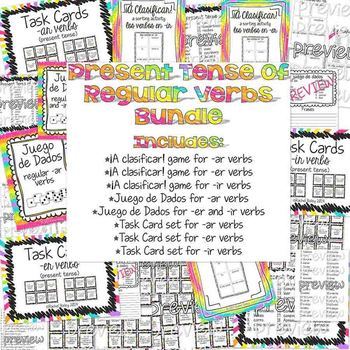 Preview of BUNDLE of 8 AR, ER, and IR verbs Games and Activities for Spanish
