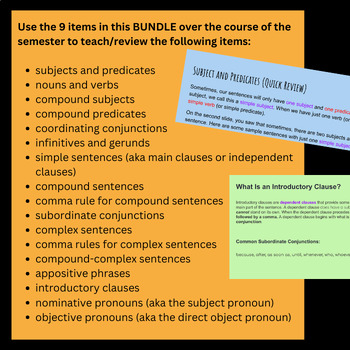 Preview of BUNDLE of 9 Items Including Syntax, Practice, Phrases, Parts of Speech, & More