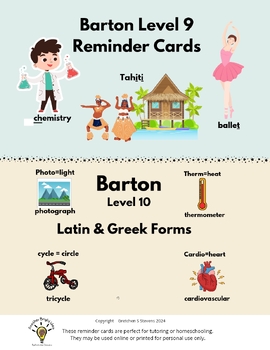 Preview of BUNDLE of Barton Level 9 & 10 Reminder Cards