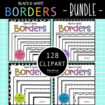 Preview of BUNDLE of Black and White Page Borders & Frames Clipart Pack