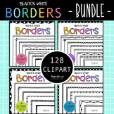 BUNDLE of Black and White Page Borders & Frames Clipart Pack