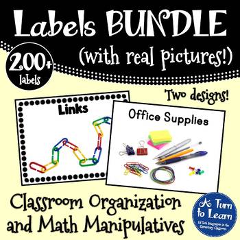 Preview of BUNDLE of Classroom Labels: Math Manipulatives and Classroom Supplies