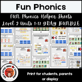 BUNDLE of FUN Phonics GRAY Helper Sheets, Level 2, Units 1