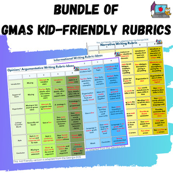 Preview of BUNDLE of Ga Milestones (GMAS) ~ Writing Rubrics Narrative, Opinion, Expository