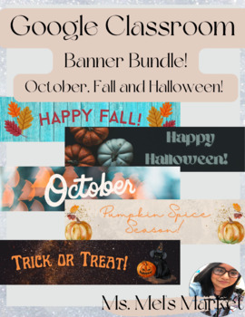 Preview of BUNDLE of Google Classroom Banners - October Halloween Fall