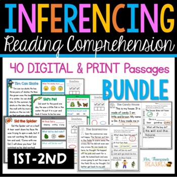 Preview of BUNDLE of Inferencing Reading Comprehension Passages & Questions Print & Digital