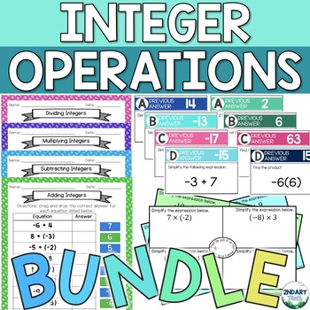 Preview of BUNDLE of Integer Operations Digital and Printable Activities