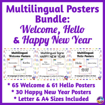 BUNDLE of Multilingual Posters for Classroom Decor: Crayon & Snowflake Themes