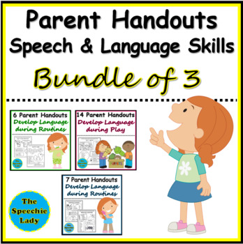 Preview of BUNDLE of Parent Handouts: Develop Speech-Language Skills During Play & Routines