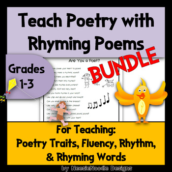 BUNDLE of Poems for Teaching Rhyming and Poetry Traits with Printables