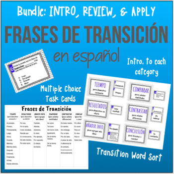 Preview of BUNDLE of SPANISH Transition Word Activities / Palabras de Transición en ESPAÑOL