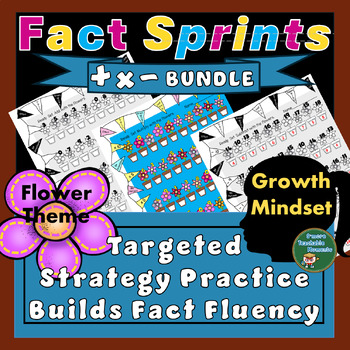 Preview of BUNDLE of Strategy Practice For Fact Fluency with Fancy Spring Flower Theme