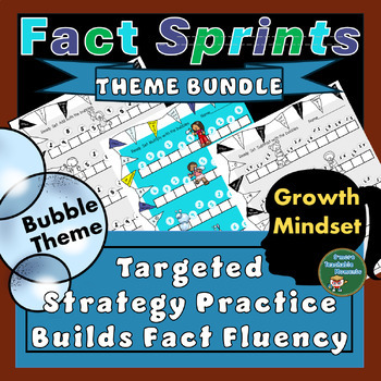 Preview of BUNDLE of Strategy Practice For Fact Fluency with Summer Bubbles Theme