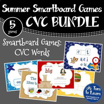 Preview of BUNDLE of Summer Smartboard Games for CVC Words (Smartboard/Promethean Board)