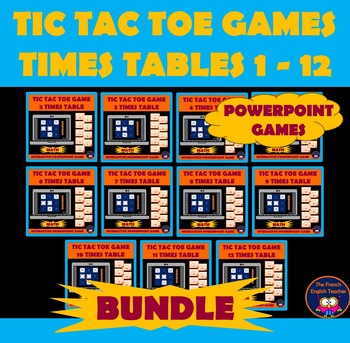 Preview of BUNDLE of TIC TAC TOE powerpoint GAMES on TIMES TABLES