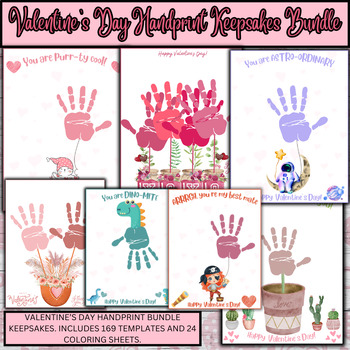 Preview of BUNDLE of Valentine's Day Handprint Keepsakes 169 Templates - Craft - Art