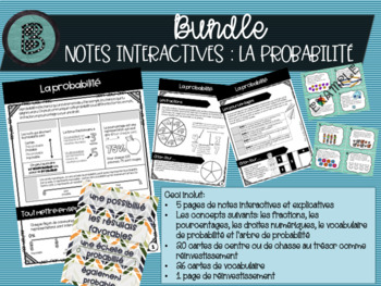 Preview of BUNDLE probabilité: notes interactives, cartes et vocabulaire