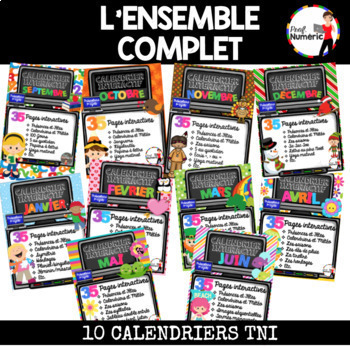 Preview of French Smartboard calendar activities - BUNDLE 10 Calendriers TNI Interactifs