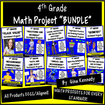 Preview of 4th Grade Math Projects, Enrichment For the Entire Year BUNDLE, PDF or Digital!