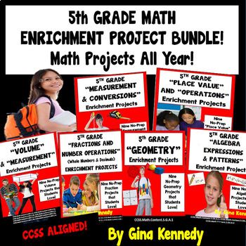 Preview of 5th Grade Math Projects Bundle! Enrichment All Year, CCSS, PDF or Digital!