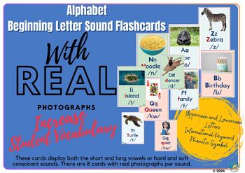 Preview of BUNDLED: A-Z Alphabet Letter Flashcards Beginning Sounds & Keywords