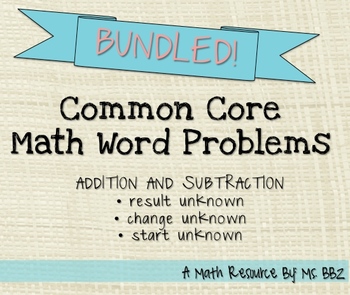 Preview of BUNDLED Common Core 2.OA.A.1 Algebra Word Problems