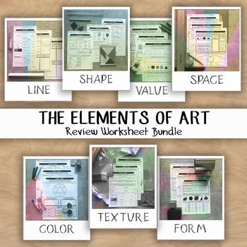Preview of BUNDLED- Elements of Art Worksheet REVIEW Packet