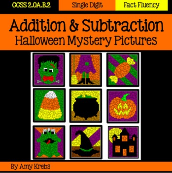 Preview of BUNDLED - Halloween Addition and Subtraction Mystery Pictures