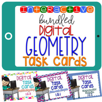 Preview of BUNDLED Interactive Task Cards Geomtery Google Drive Classroom