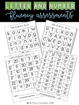 Preview of BUNDLED: Letter and Number identification fluency assessments || data tracking