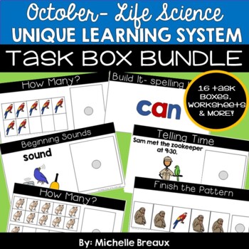 Preview of BUNDLED October Unique Learning Systems Task Boxes- Life Science