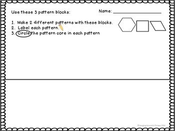problem solving math worksheets or activities for patterning and 2d shapes