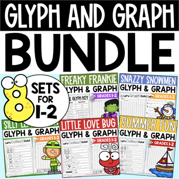 Preview of Holiday Math Bundle - 8 Glyph and Data Graph Lessons for Grades 1-2