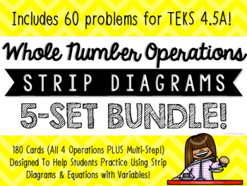 Preview of Story Problems, Strip Diagrams, & Equations Match-Up Cards BUNDLE {TEKS 4.5A}