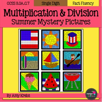 Preview of BUNDLED - Summer Multiplication and Division Mystery Pictures