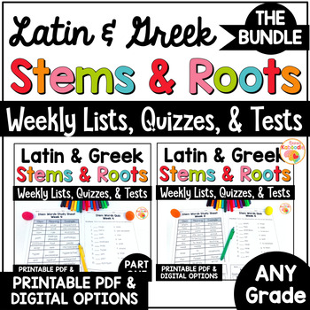 Preview of Greek and Latin Roots - Root Words Lists and Quizzes for 4th, 5th, and 6th Grade
