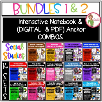 Preview of BUNDLES 1 & 2 Social Studies INTERACTIVE NOTEBOOKS & (PDF/DIGITAL) ANCHOR CHARTS