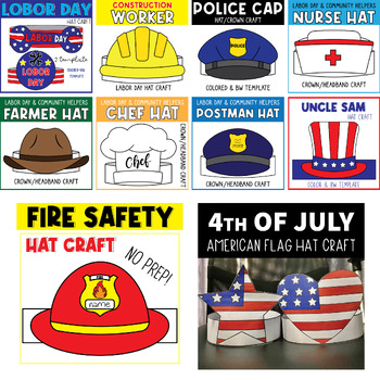 Memorial Day Flag Hat Craft Veteran's Day and Writing Activities