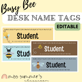 Preview of BUSY BEE Desk Name Tags - EDITABLE